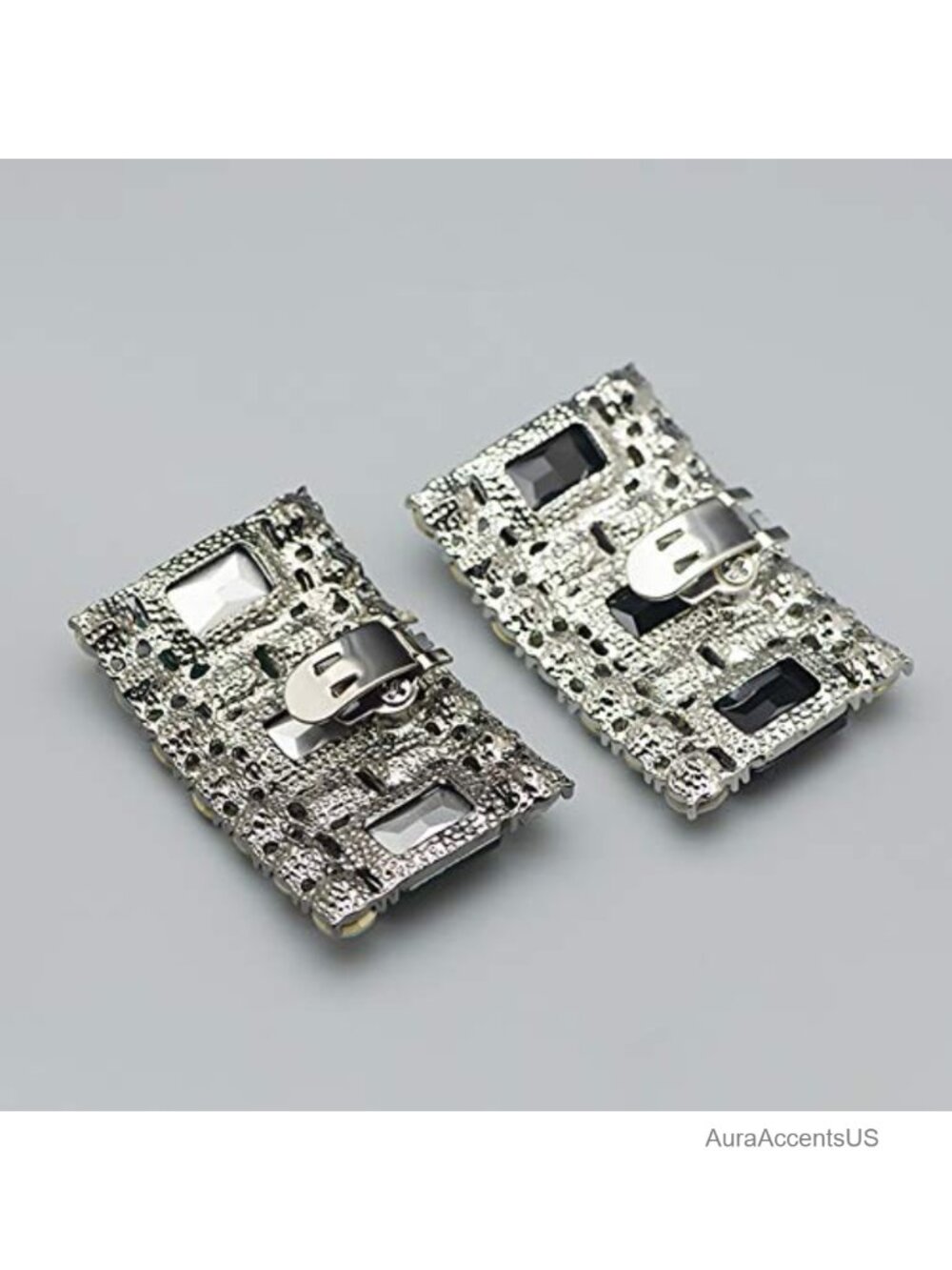 Crystal Rhinestone Shoe Clips Rectangular Wedding Party Decor - Picture 3 of 3